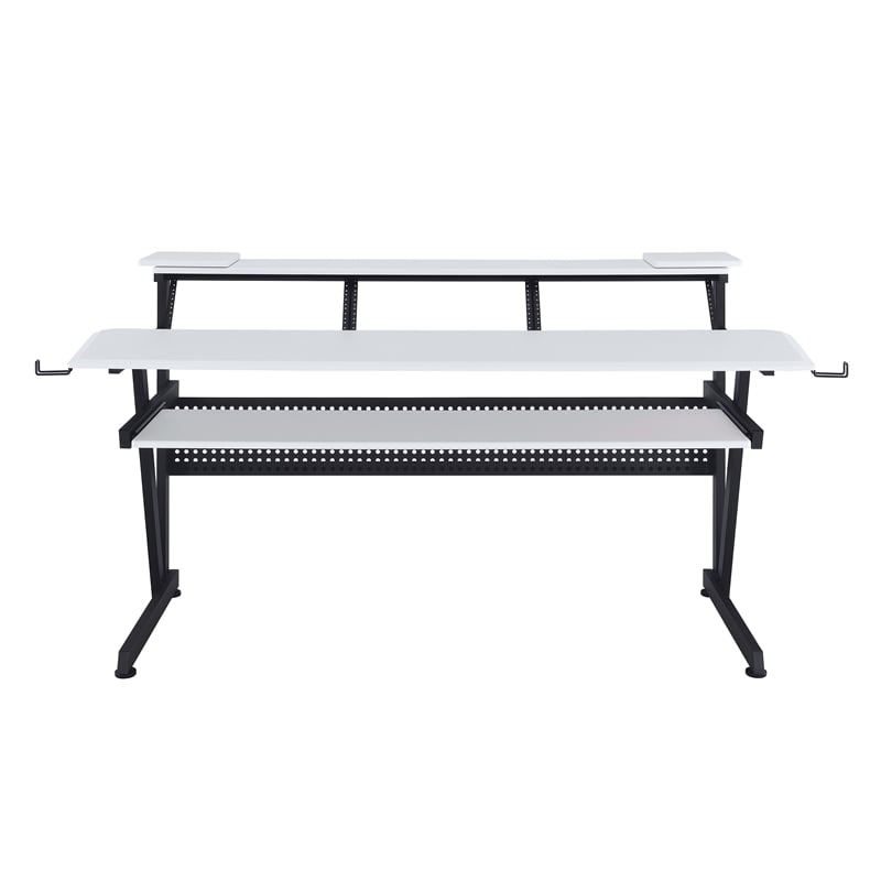 ACME Saida MDF Wood and Metal Rectangular Music Desk in White and Black