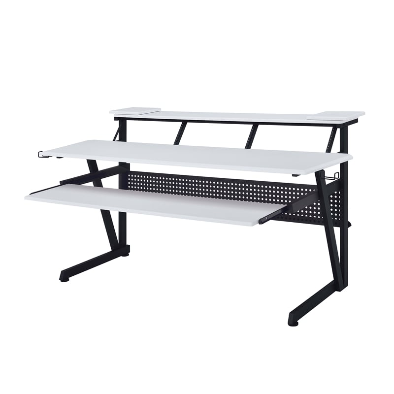 ACME Saida MDF Wood and Metal Rectangular Music Desk in White and Black
