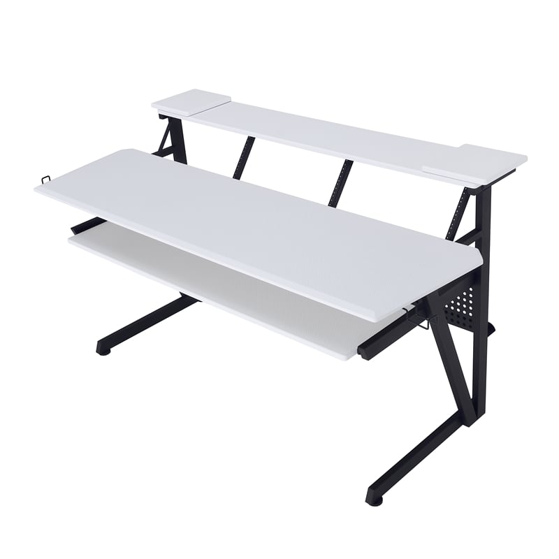 ACME Saida MDF Wood and Metal Rectangular Music Desk in White and Black
