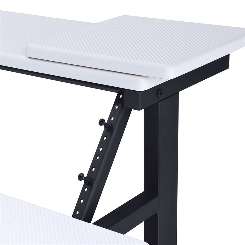ACME Saida MDF Wood and Metal Rectangular Music Desk in White and Black