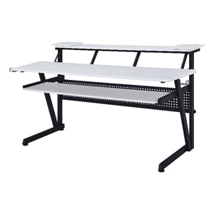 ACME Saida MDF Wood and Metal Rectangular Music Desk in White and Black