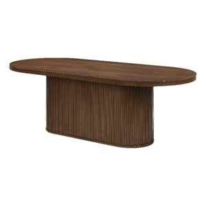 ACME Gamarya Contemporary Wood Oval Dining Table with Vertical Pattern in Oak