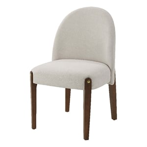 ACME Gamarya Wood and Fabric Upholstered Side Chair in White & Oak (Set of 2)