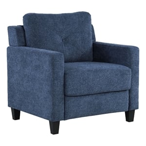 ACME Horatio Transitional Wood and Chenille Fabric Upholstered Chair in Navy