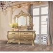 ACME Cabriole MDF Wood Arched Mirror with Floral and Leaf Motifs in Gold