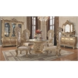 ACME Cabriole MDF Wood Arched Mirror with Floral and Leaf Motifs in Gold