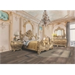 ACME Cabriole MDF Wood Arched Mirror with Floral and Leaf Motifs in Gold