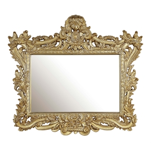 ACME Bernadette MDF Wood Ornate Mirror with Intricate Carvings in Gold