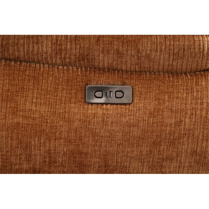 ACME Emmy Chenille Fabric Power Motion Sectional Sofa with USB Port in Orange