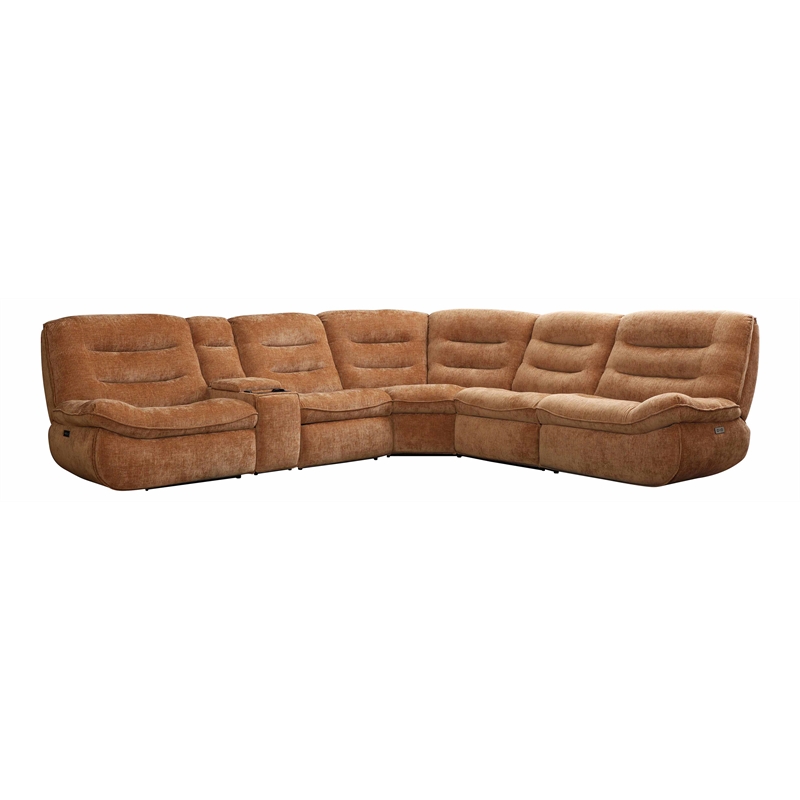 ACME Emmy Chenille Fabric Power Motion Sectional Sofa with USB Port in Orange