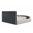 ACME Sandro Fabric Upholstered Eastern King Bed in White & Walnut