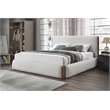 ACME Sandro Fabric Upholstered Eastern King Bed in White & Walnut