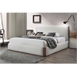 ACME Sandro Fabric Upholstered Eastern King Bed in White & Walnut