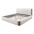 ACME Sandro Fabric Upholstered Eastern King Bed in White & Walnut