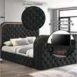 ACME Kana Velvet Fabric Upholstered Eastern King Bed with LED in Black