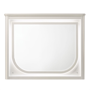 ACME Laveda Wood Rectangular Beveled Mirror with LED in Pearl White