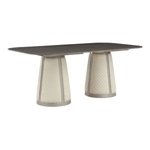ACME Kasa Wood Dining Table with Sintered Stone Top in Gray & Champagne