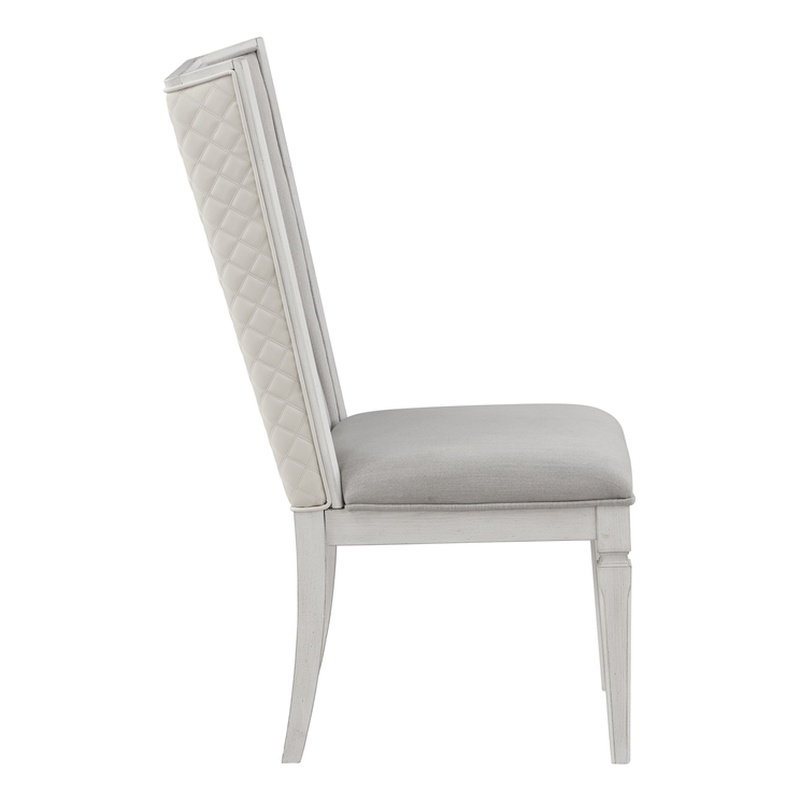 ACME Katia Wood Side Chair in Light Gray & Weathered White (Set of 2)