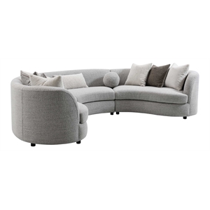 ACME Ivria Fabric Upholstered Sectional Sofa with 9 Pillows in Gray