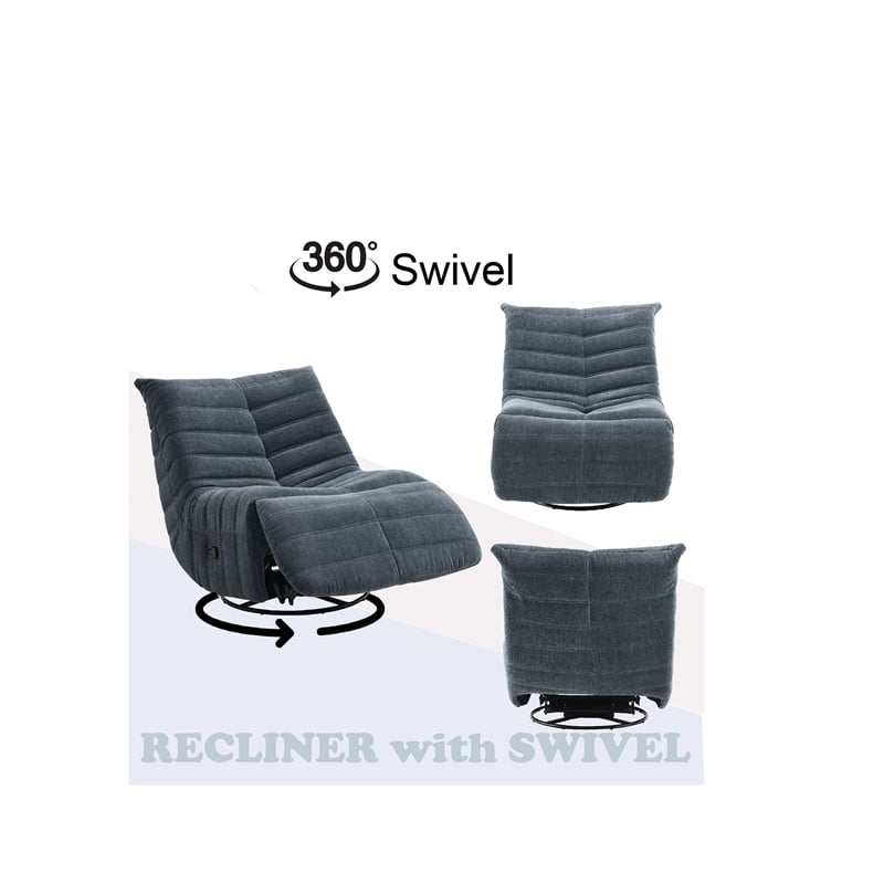 ACME Talmon Chenille Upholstered Glider Recliner with Swivel in Shadow Dark Gray