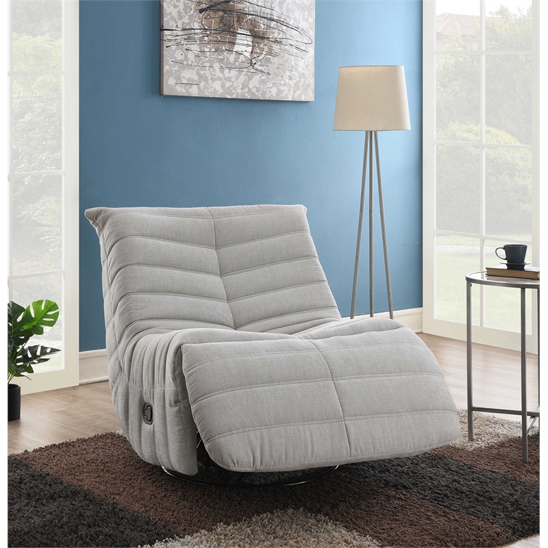 ACME Talmon Chenille Upholstered Glider Recliner with Swivel in Light Gray