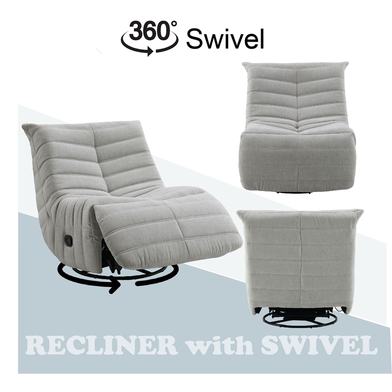ACME Talmon Chenille Upholstered Glider Recliner with Swivel in Light Gray