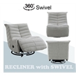 ACME Talmon Chenille Upholstered Glider Recliner with Swivel in Light Gray