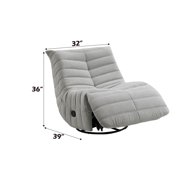 ACME Talmon Chenille Upholstered Glider Recliner with Swivel in Light Gray