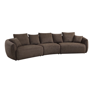 ACME Bash Fabric Upholstered Sofa with 7 Pillows in Macca Anthology Brown
