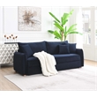 ACME Irina Velvet Fabric Upholstered Sofa with Sleeper and 3 Pillows in Blue