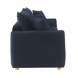 ACME Irina Velvet Fabric Upholstered Sofa with Sleeper and 3 Pillows in Blue