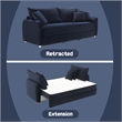 ACME Irina Velvet Fabric Upholstered Sofa with Sleeper and 3 Pillows in Blue