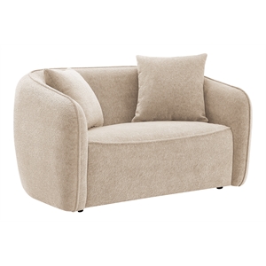 ACME Keith Chenille Fabric Upholstered Loveseat with 2 Pillows in Beige