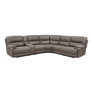 ACME Kantu Faux Leather Upholstered Motion Sectional Sofa in Brown