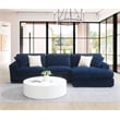 ACME Breton Fabric Upholstered Sectional Sofa with 4 Pillows in Blue