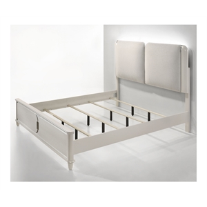 ACME Laveda Wood Eastern King Bed with LED in Light Gray & Pearl White