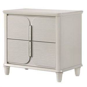 ACME Laveda Wood 2-Drawer Nightstand with Acrylic Legs in Pearl White