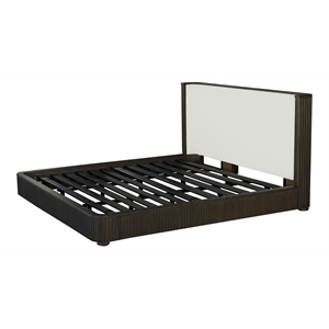 ACME Clayten Wood Upholstered Eastern King Bed in White & Espresso