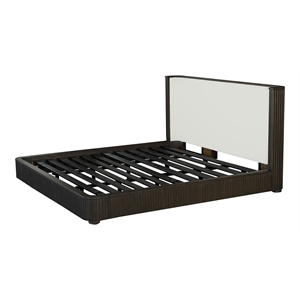 ACME Clayten Contemporary Fabric Upholstered Queen Bed in White & Espresso