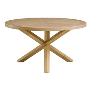ACME Kasem Transitional Wood X-Shaped Base Round Dining Table in Oak