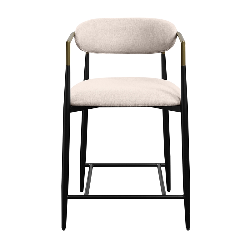 ACME Jaramillo Chenille Fabric Counter Height Chair in Black & Gold (Set of 2)