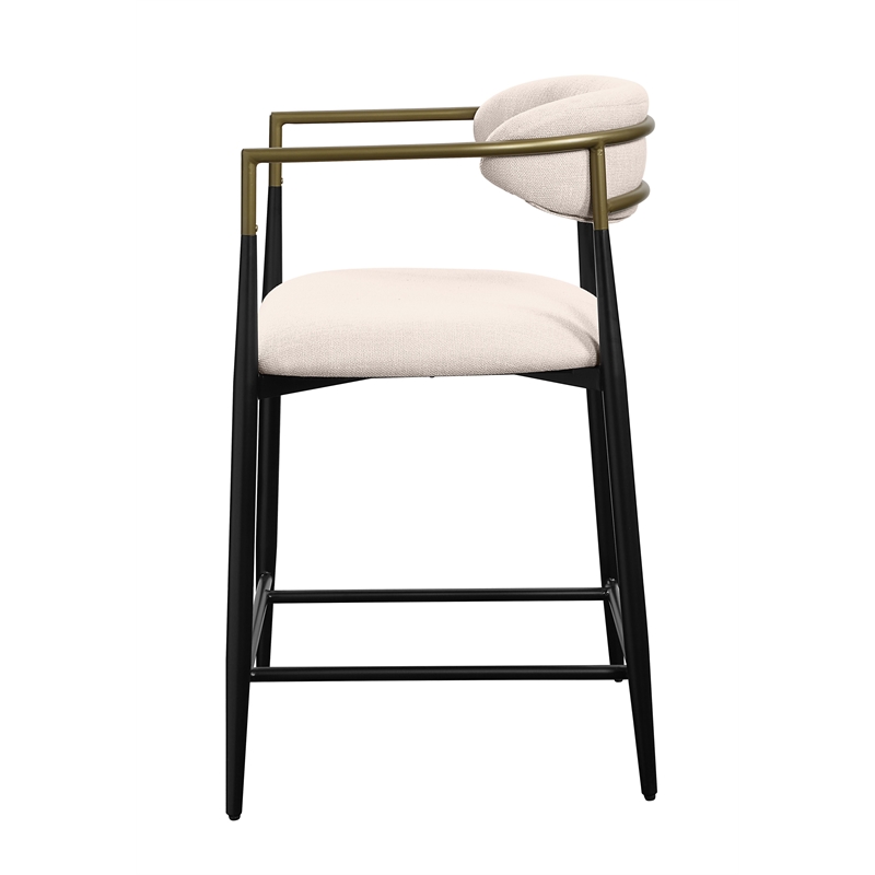 ACME Jaramillo Chenille Fabric Counter Height Chair in Black & Gold (Set of 2)