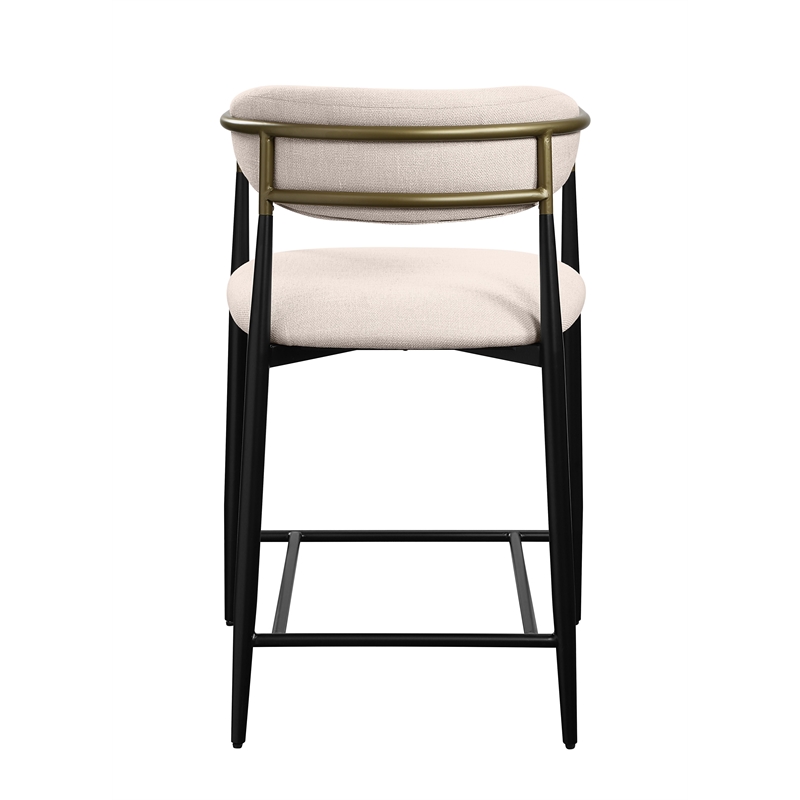 ACME Jaramillo Chenille Fabric Counter Height Chair in Black & Gold (Set of 2)