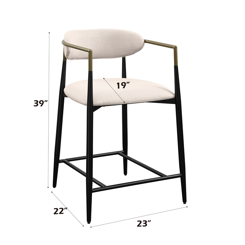 ACME Jaramillo Chenille Fabric Counter Height Chair in Black & Gold (Set of 2)