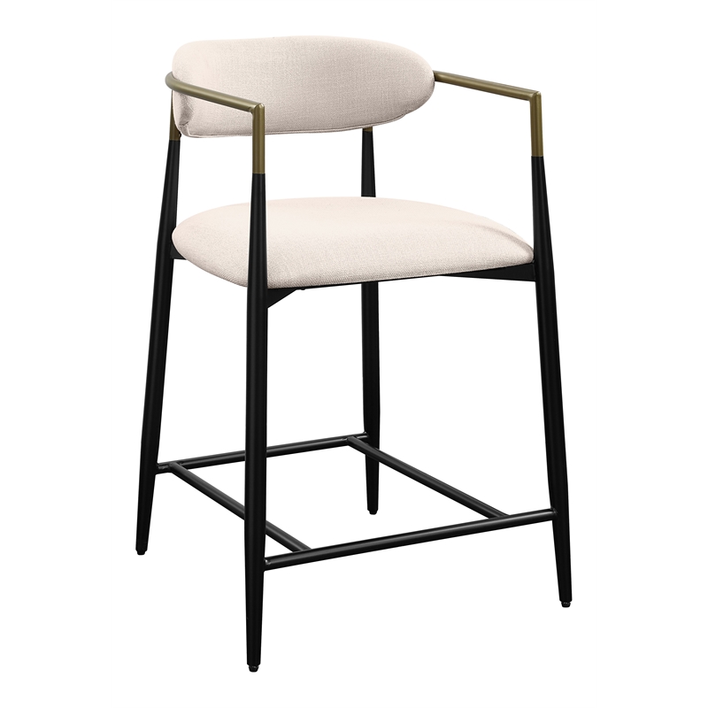 ACME Jaramillo Chenille Fabric Counter Height Chair in Black & Gold (Set of 2)