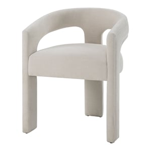 ACME Gamarya Chenille Fabric Side Chair with Curved Back in White (Set of 2)