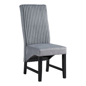 ACME Kini Fabric Upholstered Side Chair in Gray & Black (Set of 2)