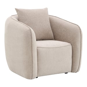 ACME Keith Contemporary Chenille Fabric Upholstered Chair with Pillow in Beige