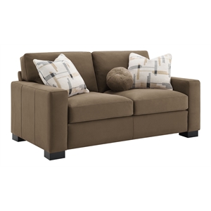 ACME Darya Transitional Fabric Upholstered Loveseat with 3 Pillows in Brown