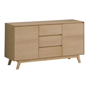 ACME Kasem 3-Drawer Transitional Wood Server with Four Angled Legs in Oak